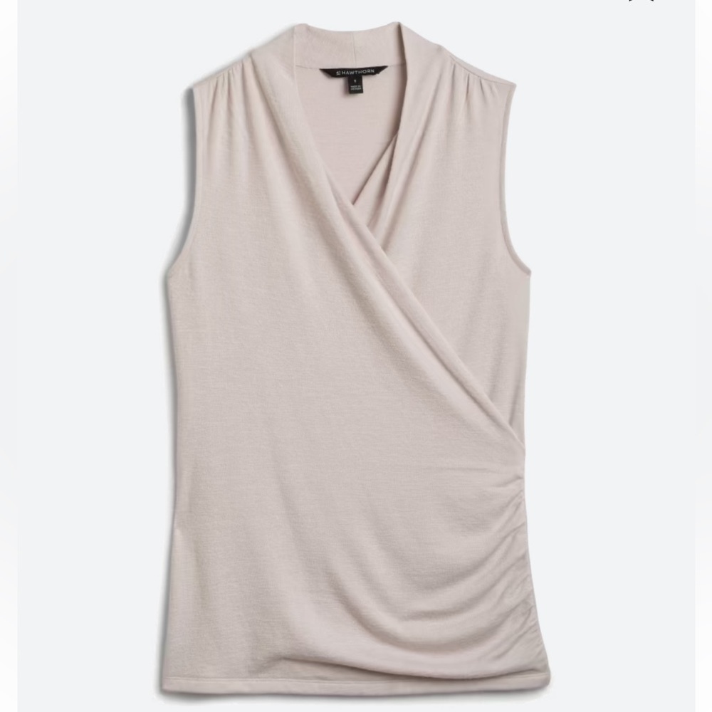 41 Hawthorn Beige Benni Wrap Front Ruched Knit Top